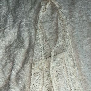 Cream fridge crochet beachwear jumpsuit coverup